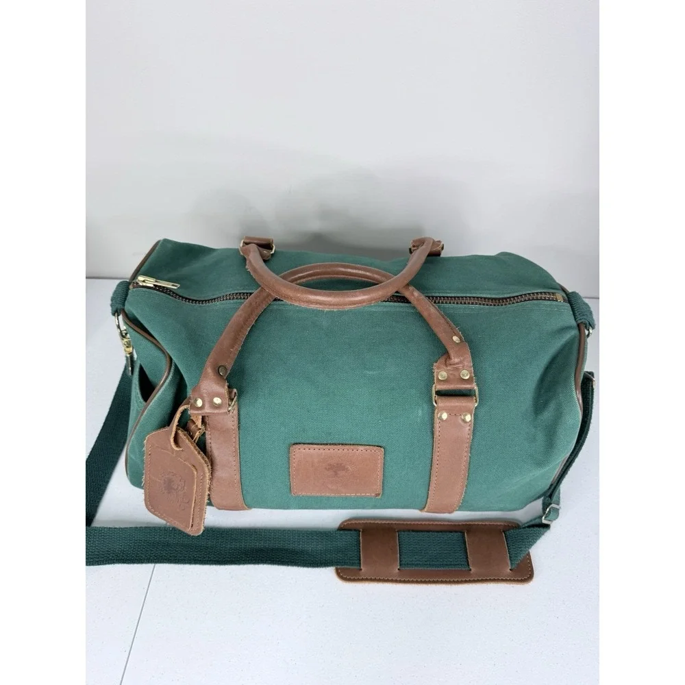 Vintage The Ocean Course Kiawah Island Green Canvas Leather Golf Duffle Bag